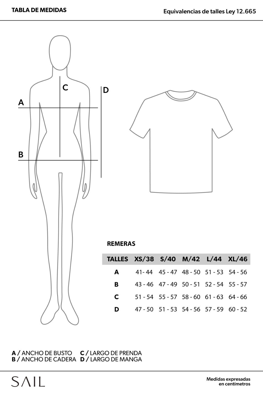 Tabla de talles remeras